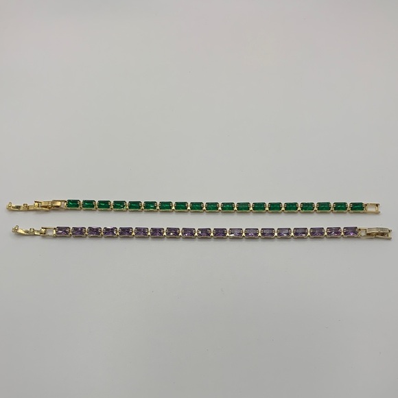 Gold-tone Faux Gemstone Bracelet - Picture 7 of 9